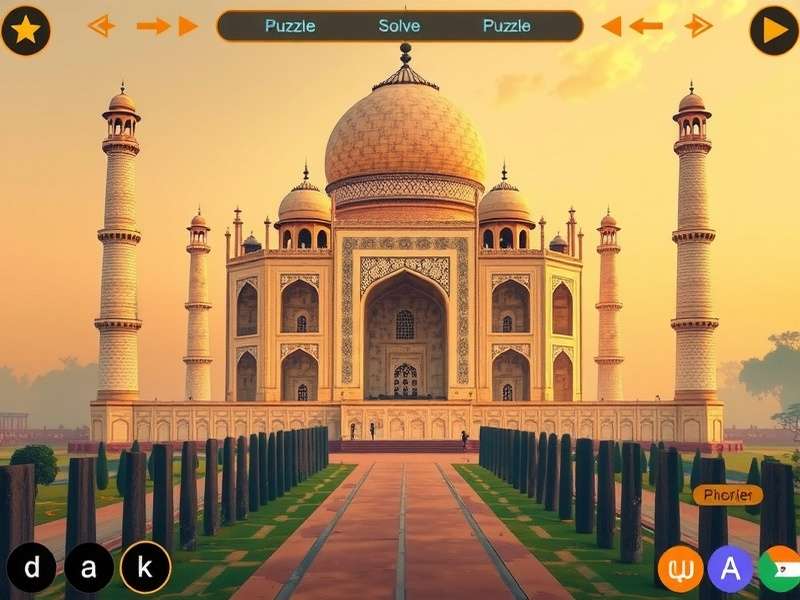 Taj Mahal Mystic Path localization interface showing multiple Indian languages